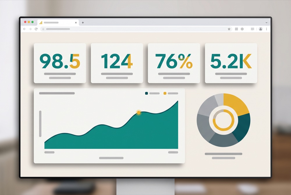 Executive analytics dashboard with KPI tiles and charts
